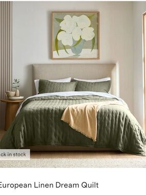 BRAND NEW: Quince Dusty Olive European Linen Dream Quilt, QUEEN/FULL